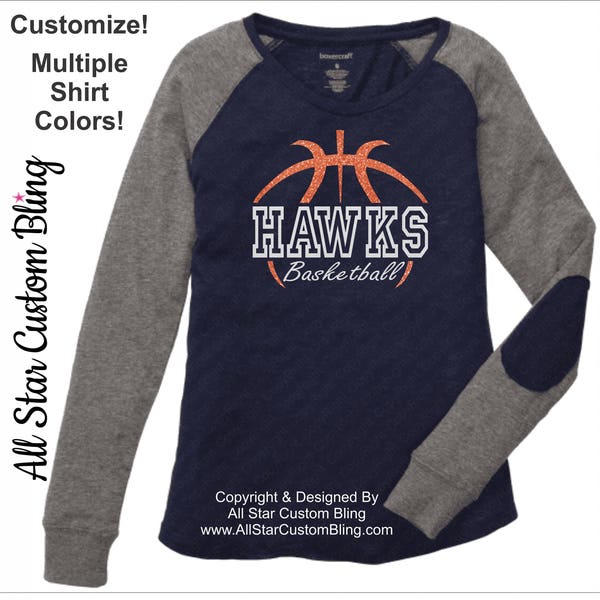 Basketball Team Elbow Patch Slub Long Sleeve Shirt, Basketball Mom Long Sleeve Shirt, Basketball Mom Shirt, Custom Basketball Shirt