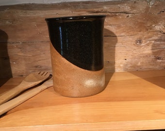 Stoneware Spoon Crock Wine Chiller in Petes Black and Earthtone glazes Contemporary Rustic pottery