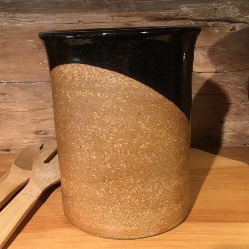 Stoneware Spoon Crock Wine Chiller in Petes Black and Earthtone glazes