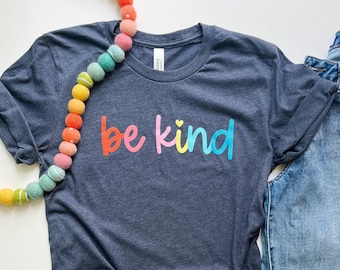 MARKED DOWN - Be Kind - unisex tee - heather navy - bella + canvas