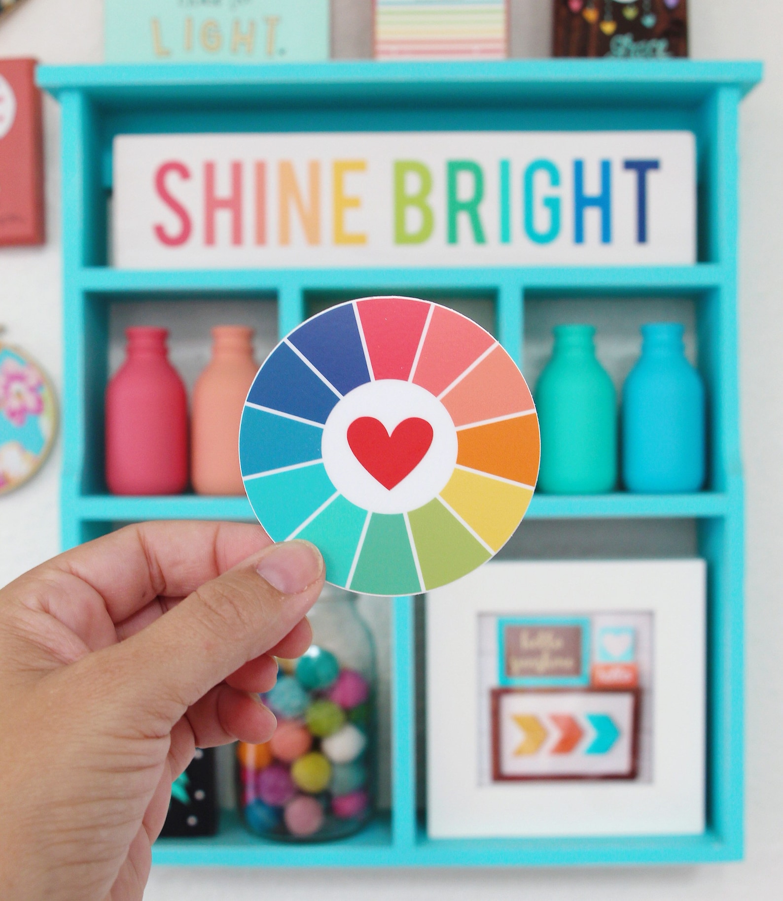 Color Wheel and Heart Vinyl Sticker - Water Bottle Sticker - Laptop ...