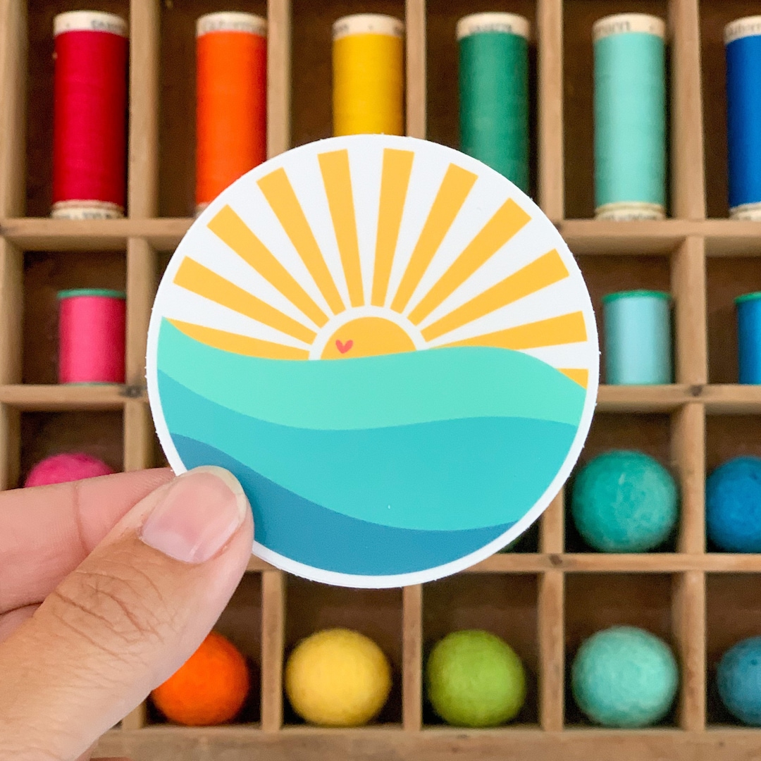 Sunshine and Waves Vinyl Sticker Water Bottle Sticker Etsy