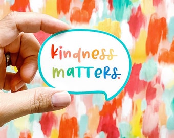 Kindness Matters word bubble - rainbow colors vinyl sticker - water bottle sticker - laptop sticker - planner sticker