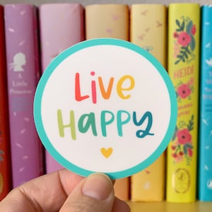 Live Happy vinyl sticker - water bottle sticker - laptop sticker - planner sticker