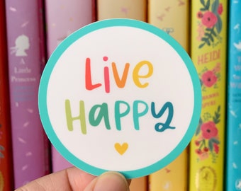 Live Happy vinyl sticker - water bottle sticker - laptop sticker - planner sticker