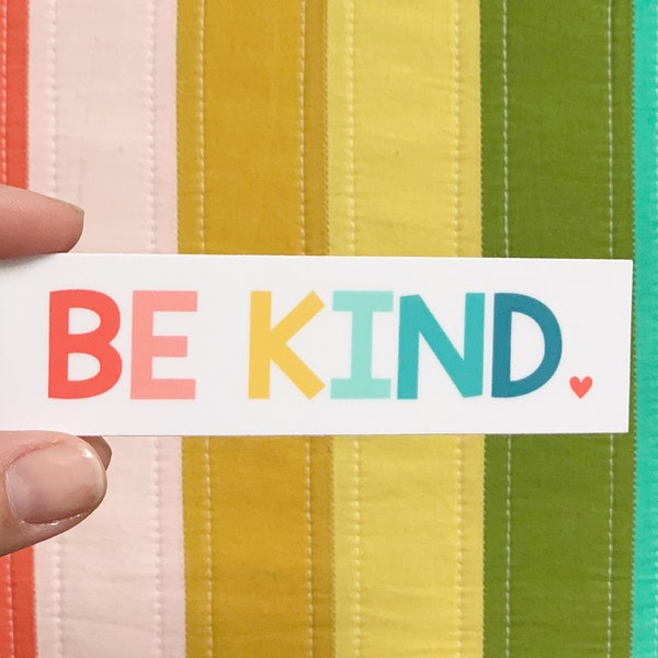 Be Kind pastel rainbow lettering vinyl sticker - water bottle sticker - laptop sticker - planner sticker