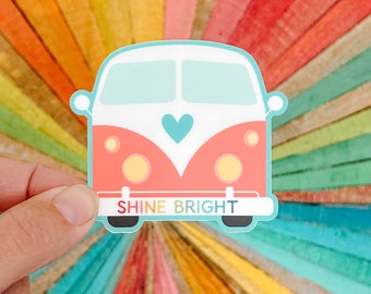 Shine Bright Happy Van Sticker - Vinyl Water Bottle Decal