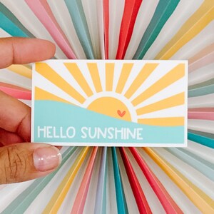 Hello Sunshine rising sun vinyl sticker - water bottle sticker - laptop sticker - planner sticker
