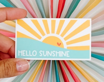 Hello Sunshine rising sun vinyl sticker - water bottle sticker - laptop sticker - planner sticker