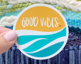 Good Vibes Wave vinyl sticker - water bottle sticker - laptop sticker - planner sticker