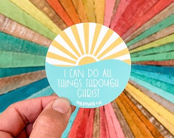 SALE - I  can do all things through Christ - vinyl sticker - water bottle sticker - laptop sticker - planner sticker