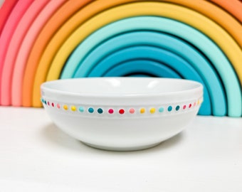 Rainbow Polka Dot Ring Bowl Trinket Dish