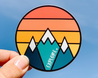 Sunset Mountains Vinyl Sticker - - waterproof