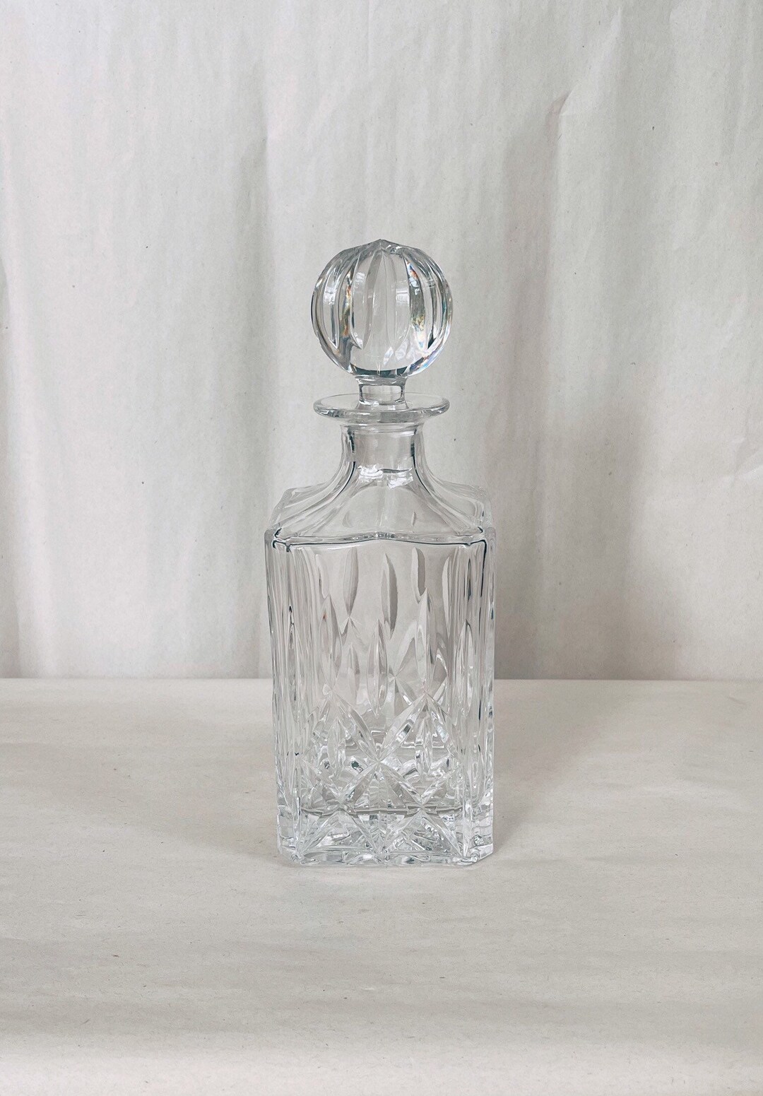 Vintage Crystal Block Decanter Etsy