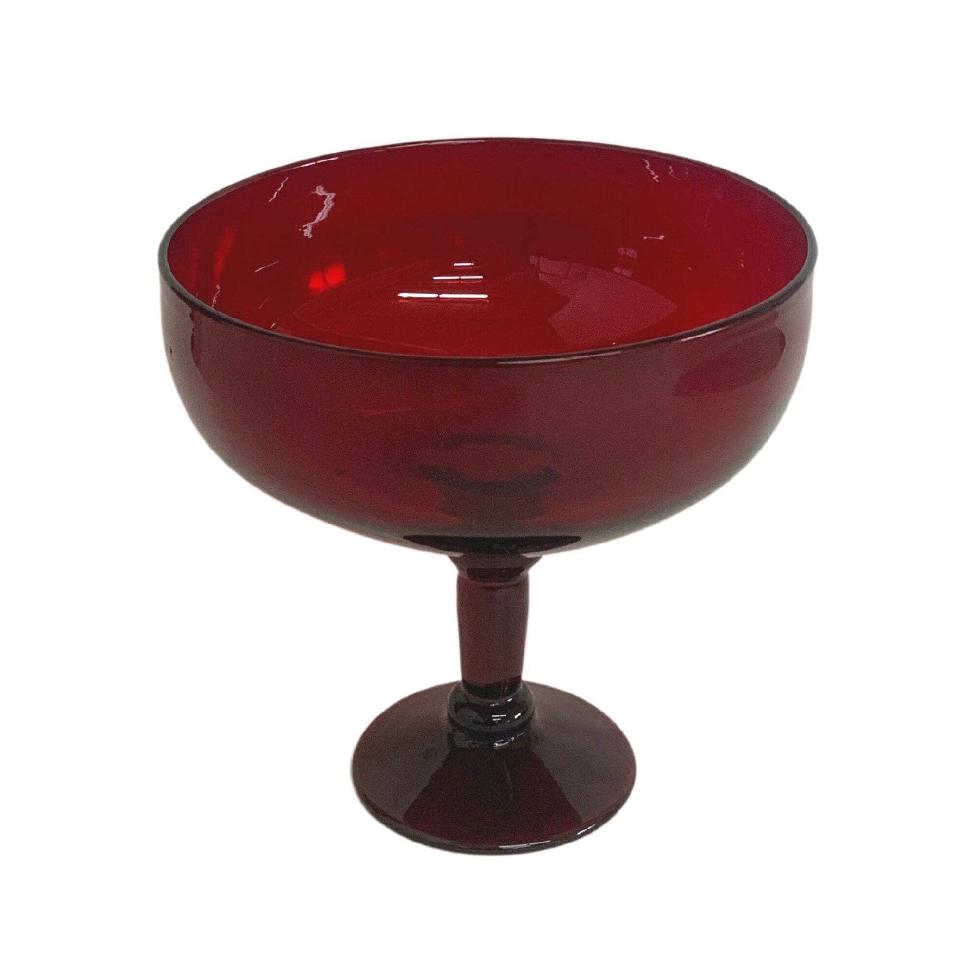 Vintage Red Glass Footed Bowl Centerpiece Etsy