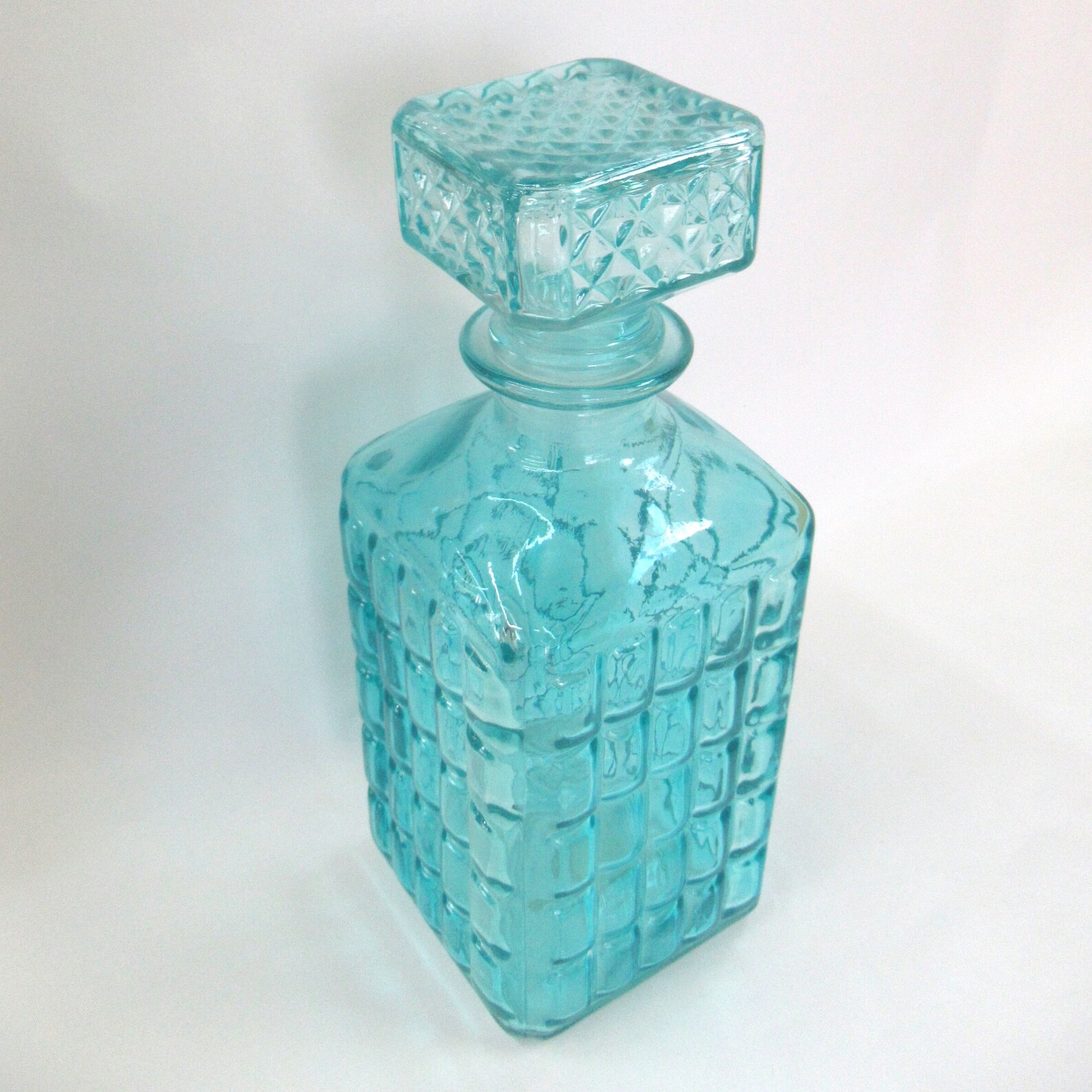 Light Blue Painted Glass Decanter Bar Decor Etsy