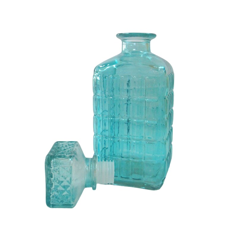 Light Blue Painted Glass Decanter Bar Decor Etsy