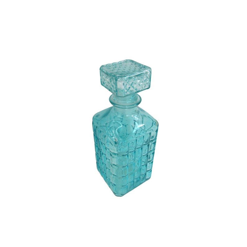 Light Blue Painted Glass Decanter Bar Decor Etsy