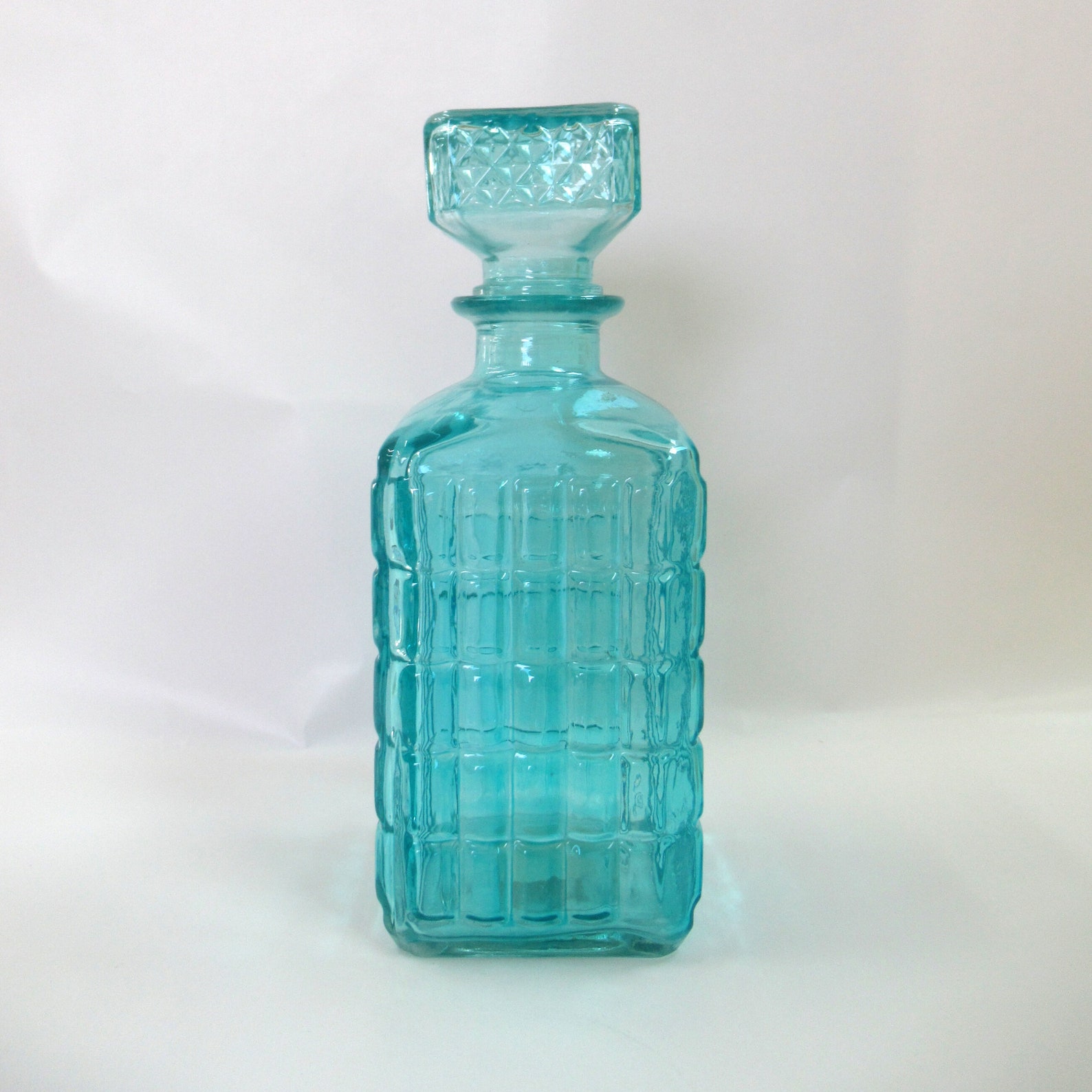 Light Blue Painted Glass Decanter Bar Decor Etsy