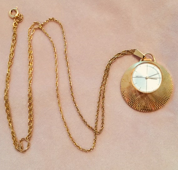 Genuine Seiko Watch Pendant Necklace Gold Tone Art Deco - Seiko Gold Pendant Watch Genuine Seiko Watch Pendant Necklace Gold Tone Art Deco - Seiko Gold Pendant Watch