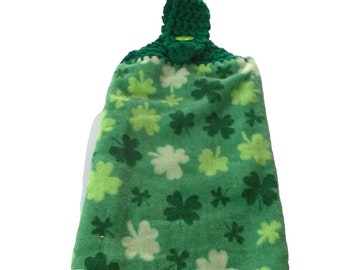 GREEN SHAMROCKS St. Patrick's Day Double crochet top kitchen towel
