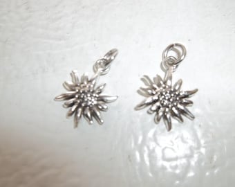 OKTOBERFEST Edelweiss Charm Set of 2 17mm Antiqued Silver Plated Flower Pendant