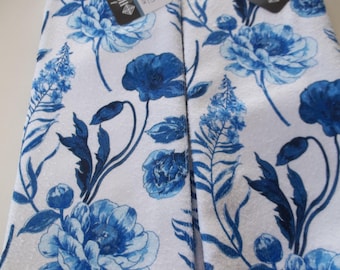 Set of 2 Same Printed Polyester Kitchen Towels(15"x25")BLUE FLORAL