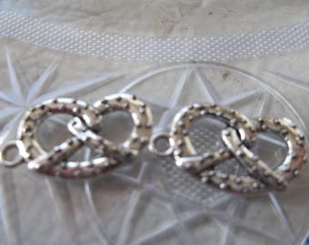 PRETZEL Silver Tone Charm Set of 2 OKTOBERFEST 23 x 14mm