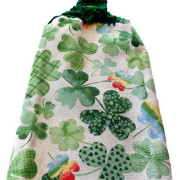 SHAMROCKS Saint-Patrick Torchon de cuisine au crochet double coton/rayonne