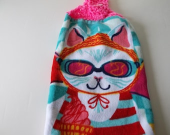 SWIM CAT Summer Pink Double crochet top kitchen towel dish towel