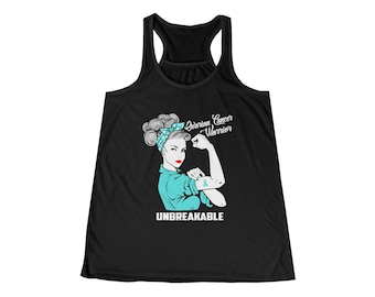 Ovarian Cancer Tank, Ovarian Cancer Shirt, Warrior Shirt, Ovarian Cancer Gifts, Ovarian Cancer Survivor, Cancer Support Team, Fighter Tee