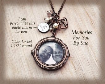 Personalized Vintage Style Copper Glass Photo Locket Necklace,Glass Locket Necklace with Photo Gift,Locket Charm,Custom Picture Necklace