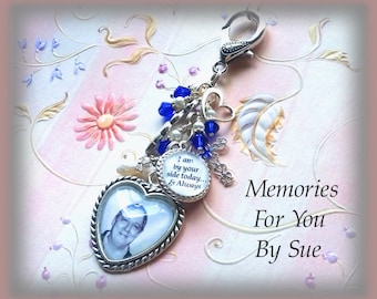 Personalized Photo Bouquet Charm-Wedding Keepsake Gift-Remembrance Jewelry-Bridal Bouquet Photo Memory Charm with Quote-Custom Photo Pendant