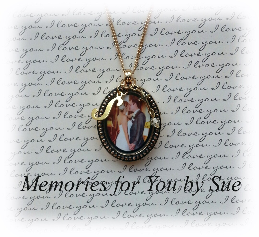 Custom Gold Oval Glass Photo Locket Necklace Photo Pendant Locket ...