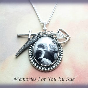 Oval Vintage Style Silver Custom Picture Pendant Necklace,Personalized Photo Necklace with Charms,Personalized Memorial Necklace,Photo Gift image 5
