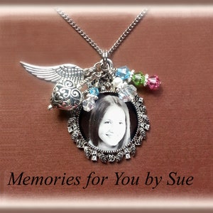 Round Custom Silver Necklace with Charms,Personalized Picture Jewelry,Custom Picture Pendant,Memory Gifts,Keepsake Photo,Memorial Gifts