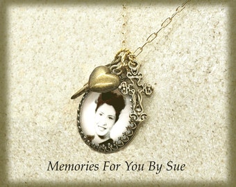 Bronze Custom Picture Charm Necklace Photo Gifts Picture Necklace Custom Photo Pendant Necklace Personalized Jewelry Necklace with Picture