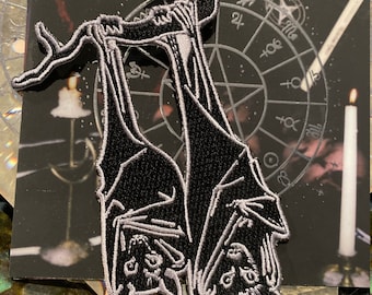 Nocturnal Lovers Bat Embroidered Patch