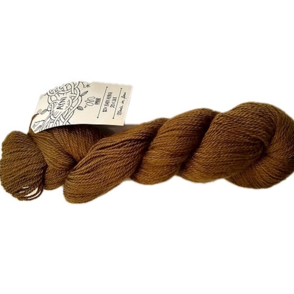 Alpaca sport yarn, 20% silk, nutmeg brown destashed yarn for knitting or crochet