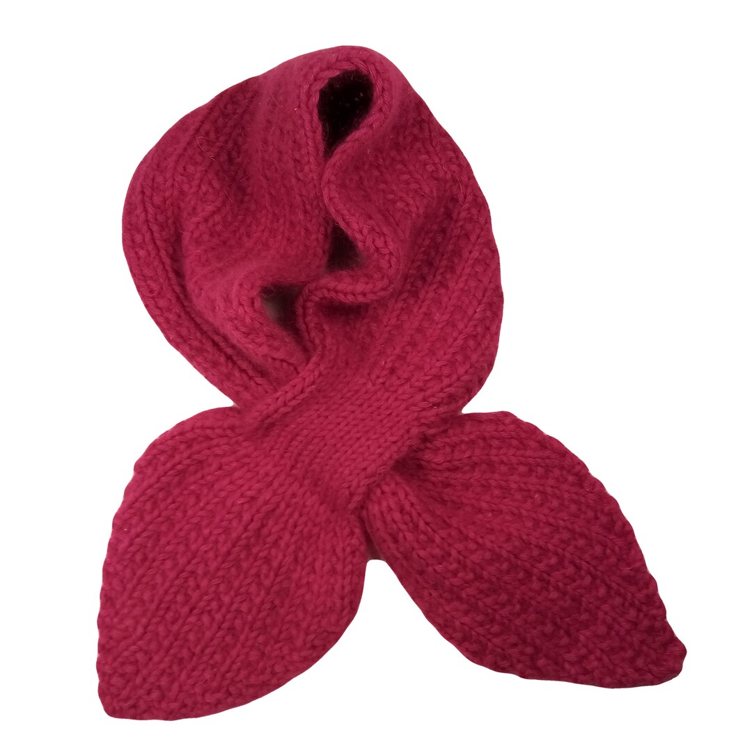 Angora Keyhole Scarf, Nonshedding Italian Yarn Blend, Hand Knit