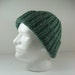 Green knit hat, wool watch cap, rib knit beanie, handknit toque, ribbed knit cap, green heather cap, fits large heads, mans hat, sailors cap
