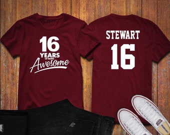 16 Years of Being Awesome 16th Birthday Party Shirt, 16 years old shirt, Personalized Birthday 16 year old, 16th Birthday Party Tee Shirt