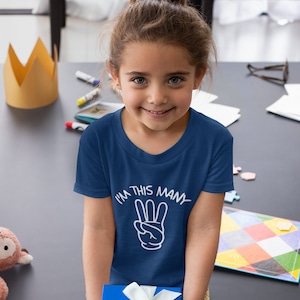 I&#39;m This Many Three 3  Birthday Tshirt, Kids 3rd Birthday Tshirt, Children&#39;s Birthday Tshirt, Gift for Child Birthday TH-342