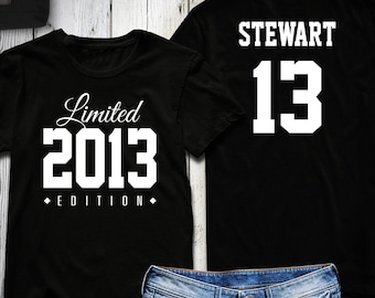 13th Birthday Shirt 2013 Limited Edition 13 years old shirt, limited edition 13 Year old, 13th birthday party tee shirt personalized