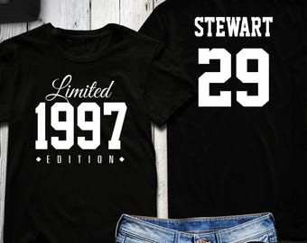 29th Birthday Shirt 1997 Limited Edition 29 years old shirt, limited edition 29 Year old, 29th birthday party tee shirt personalized
