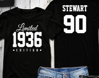 90th Birthday Shirt 1936 Limited Edition 90 years old shirt, limited edition 90 Year old, 90th birthday party tee shirt personalized
