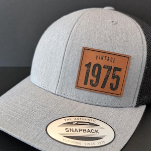 Gorra de camionero con parche de cumpleaños vintage de 1975, gorra personalizada para celebrar el 50.° aniversario, gorra personalizada que se imprimirá en cualquier año