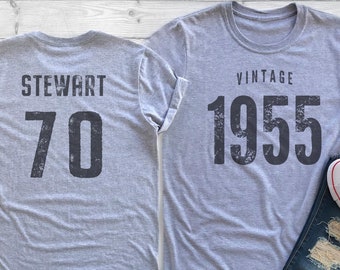 Vintage 1955 Sport Gray / Heather Gray Birthday T-Shirt 70th Custom Name Celebration Gift Mens womens ladies Tshirt Unisex Personalized