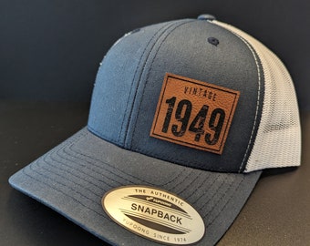 Vintage 1949 Hat, 75th Birthday Hat, Vintage Personalized Established Year- (any year) Custom Vintage Gift, Vintage Patch Snapback Cap