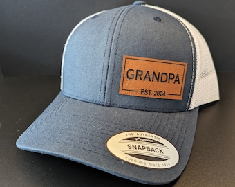 Grandpa Hat, Grandpa Personalized Established Year- (any year) Custom Grandpa Gift, Grandpa Patch Snapback Cap, Grandpa Hat